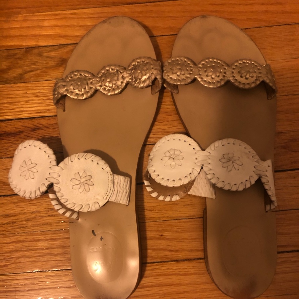 Jack Rogers Platinum and White Sandals